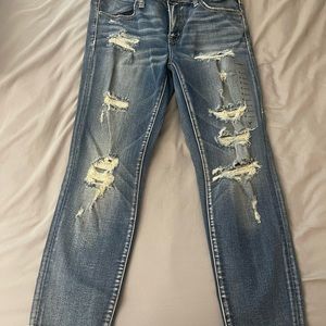 America Eagle Distressed Cropped Jegging - Low Rise Size 8